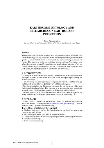 Earthquake Ontology and Researches on Earthquake Prediction