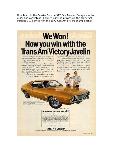 AMC Javelin #1 Ã¢Â€Â“ TransAmCars.com