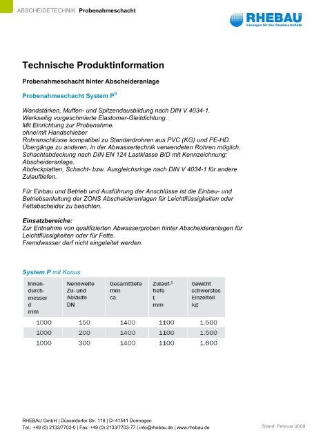 Technische Produktinformation - Rhebau GmbH