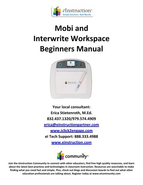 Mobi and Interwrite Workspace Beginners Manual - Crosby ISD