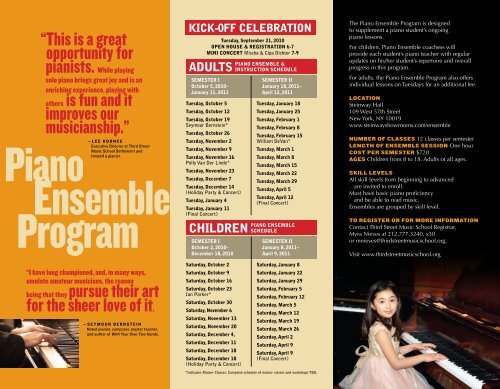 Piano Ensemble Program - Third Street Music School Settlement