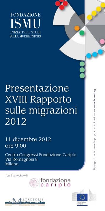 Presentazione XVIII Rapporto sulle migrazioni ... - Fondazione ISMU