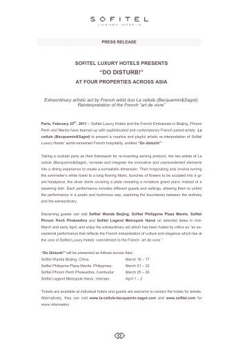 Sofitel Press Release - La cellule in Asia - US