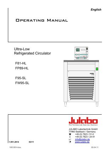 Operating Manual - Julabo