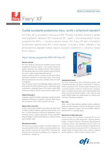 ÄeskÃ½ produktovÃ½ letÃ¡k EFI Fiery XF 4.5 (PDF) - Quentin