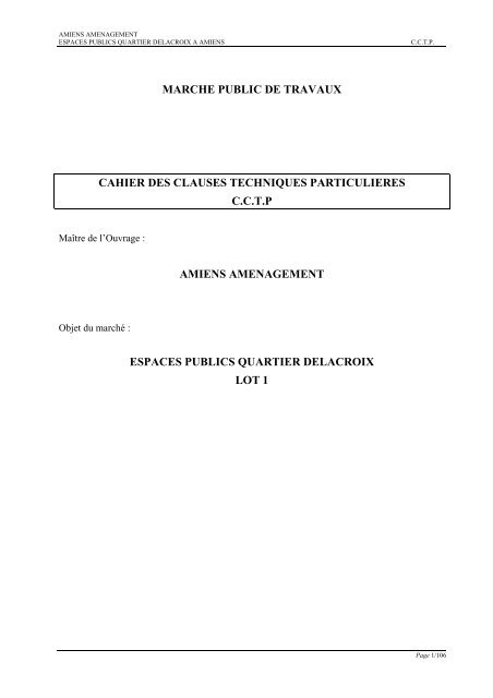 marche public de travaux cahier des clauses techniques ...