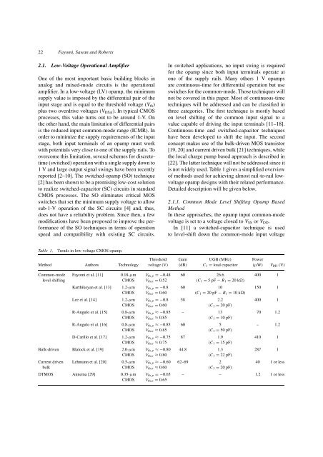 Reliable Circuit Techniques for Low-Voltage Analog Design in Deep ...