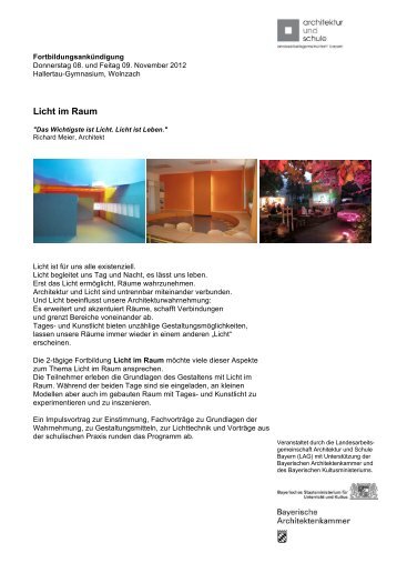 Licht im Raum - Architektur und Schule