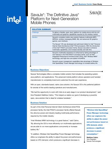 SavaJe*: The Definitive Java* Platform for Next-Generation Mobile ...