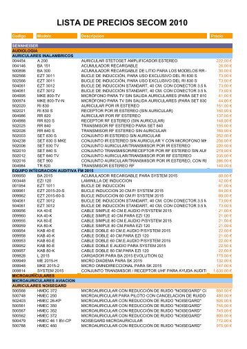 LISTA DE PRECIOS SECOM 2010 - palcoelectronica