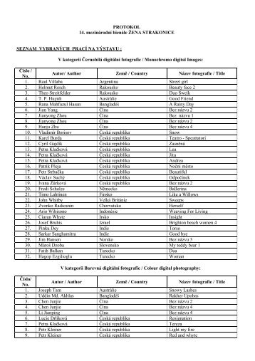 VÃ½sledky 14. MezinÃ¡rodnÃ­ho fotografickÃ©ho ... - Å¾ena strakonice