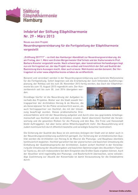 geht es zum aktuellen Infobrief - Stiftung Elbphilharmonie Hamburg