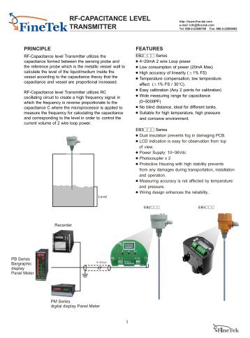 RF-CAPACITANCE LEVEL TRANSMITTER - Marktechnical.nl