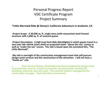 Personal Progress Report VDC Certificate Program Project Summary