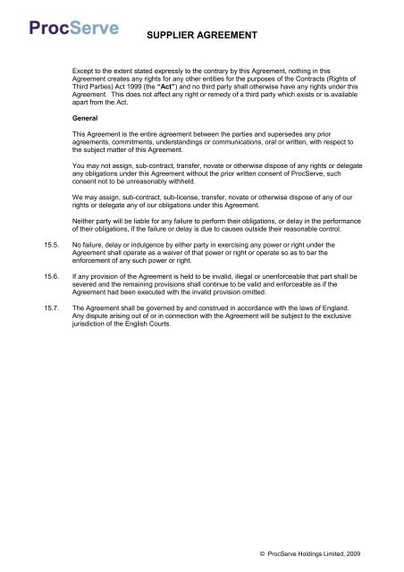 Services Agreement - Procserve