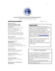 Santa Fe School for the Arts & Sciences Newsletter Academic ...