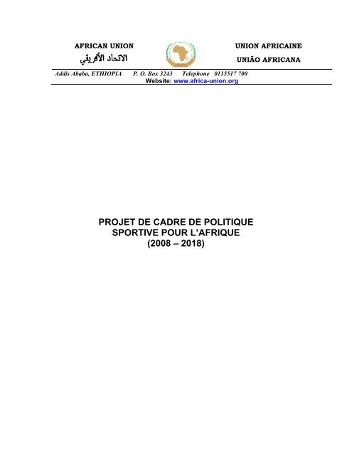 projet de cadre de politique sportive pour l'afrique ... - Union africaine