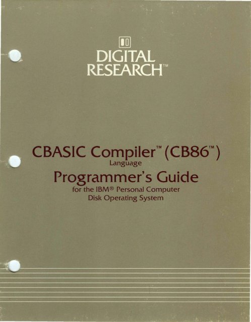 basic basic an introduction to computer programming in... CBASIC Compiler CB86 Programmers Guide May83 - Bitsavers