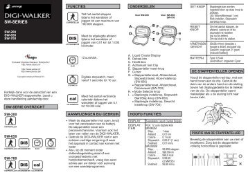 Handleiding SW-serie Yamax DIGI-WALKER stappentellers - Robijns