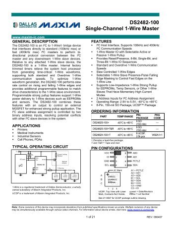 DS2482-100 Single-Channel 1-Wire Master