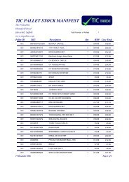 TIC PALLET STOCK MANIFEST