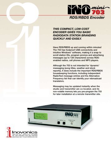 RDS/RBDS Encoder - Inovonics