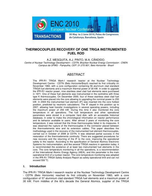 thermocouples recovery of one triga instrumented fuel rod ... - CDTN