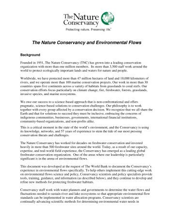 The Nature Conservancy and Environmental Flows - Conservation ...