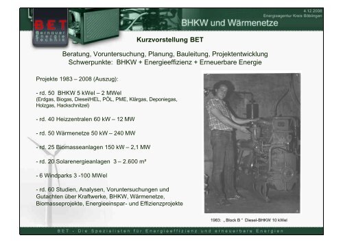 „BHKW und Wärmenetze“ - Energieagentur Landkreis Böblingen