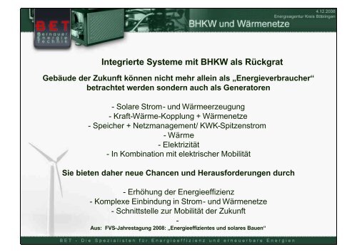 „BHKW und Wärmenetze“ - Energieagentur Landkreis Böblingen