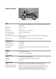 Tekniske specifikationer (.pdf) - BMW MC Klub Danmark