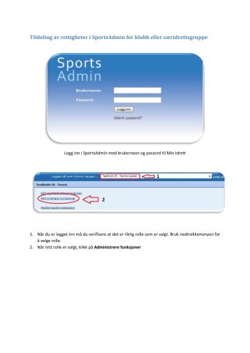 Tildeling av rettigheter i SportsAdmin for klubb eller sÃƒÂ¦ridrettsgruppe