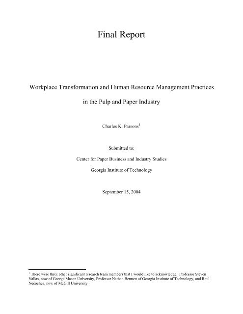 Workplace Transformation and Human Resource Management ...
