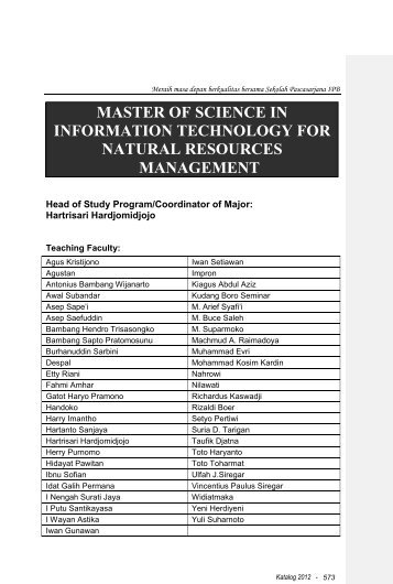 master of science in information technology for natural resources ...