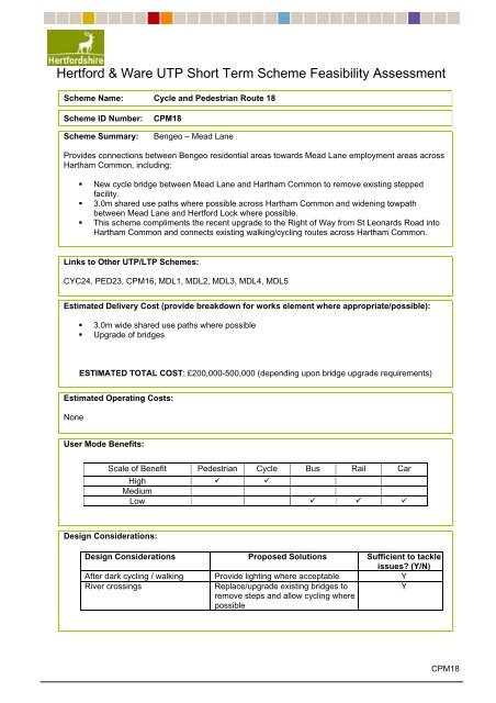 URBAN TRANSPORT PLAN - Hertfordshire County Council