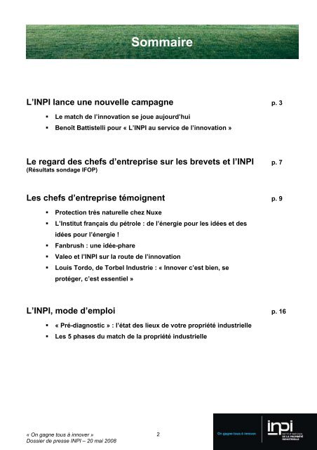 Dossier de Presse - inpi.fr: RhÃ´ne-Alpes Lyon