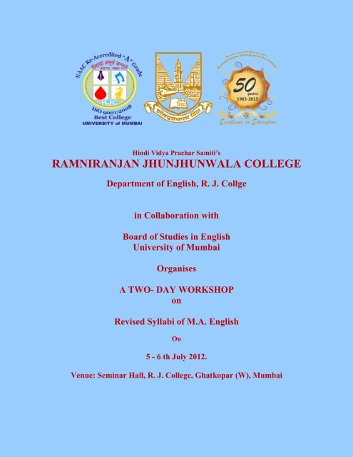 RAMNIRANJAN JHUNJHUNWALA COLLEGE Department of ...