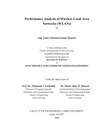 Performance Analysis of Wireless Local Area Networks (WLANs)