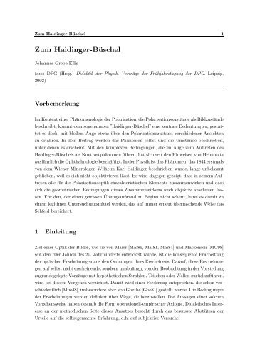 (2002): Zum Haidinger-BÃ¼schel. In - DIDAKTIK DER PHYSIK