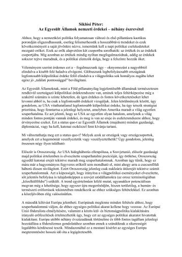Siklósi Péter: Az Egyesült Államok nemzeti érdekei - Pro Minoritate ...