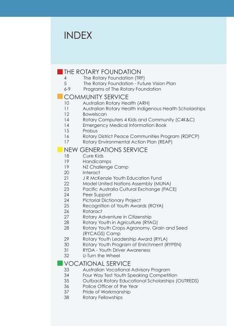 PROGRAMS OF ROTARIANS - Rotary Down Under