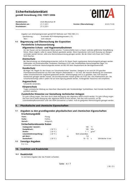 Sicherheitsdatenblatt - einzA