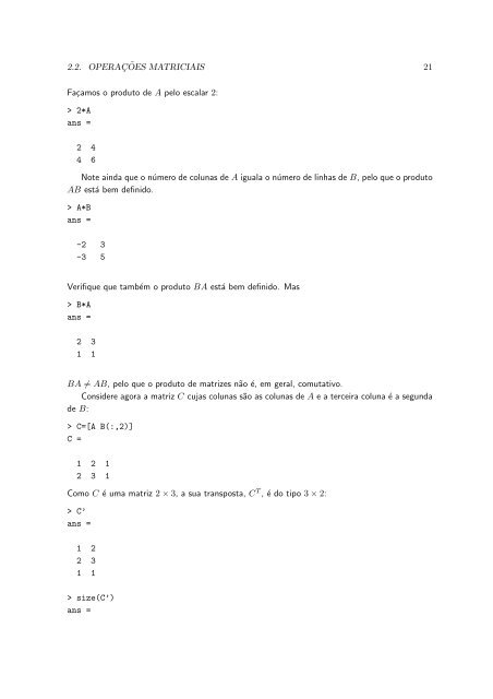 Introduç˜ao `a´Algebra Linear com o gnu-Octave - Departamento de ...