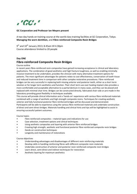 Fibre-reinforced Composite Resin Bridges