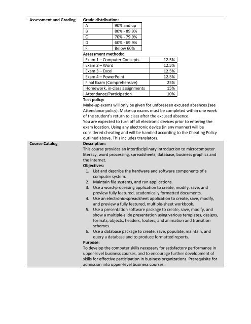 IS 2241 THWA Fall 2010 Syllabus - Sorrell College of Business ...