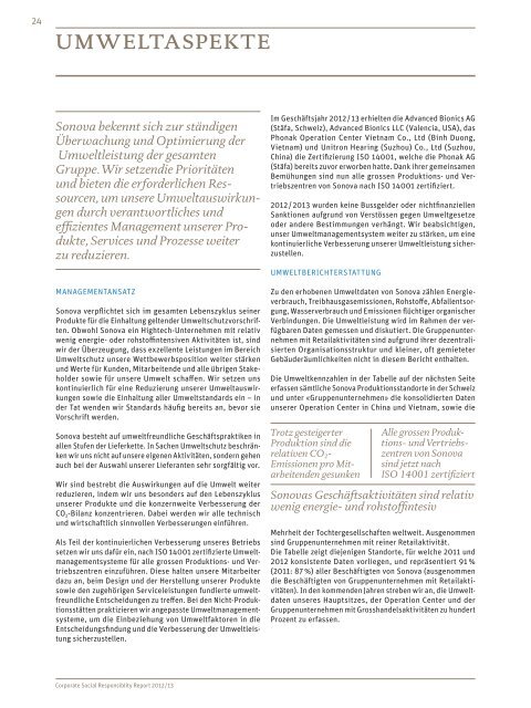 CSR Report 2012/13 - Sonova