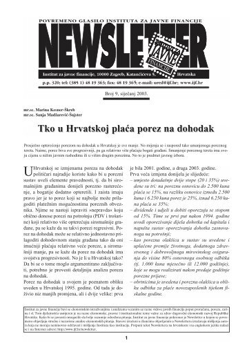 Tko u Hrvatskoj plaÄa porez na dohodak - Institut za javne financije