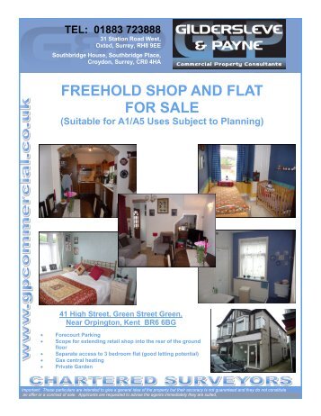 FREEHOLD SHOP AND FLAT FOR SALE - Gildersleve & Payne