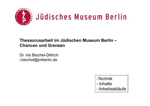 Dr. Iris Blochel-Dittrich, Stiftung Jüdisches Museum ... - digicult-sh.de