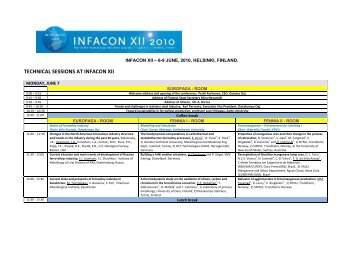 TECHNICAL SESSIONS AT INFACON XII